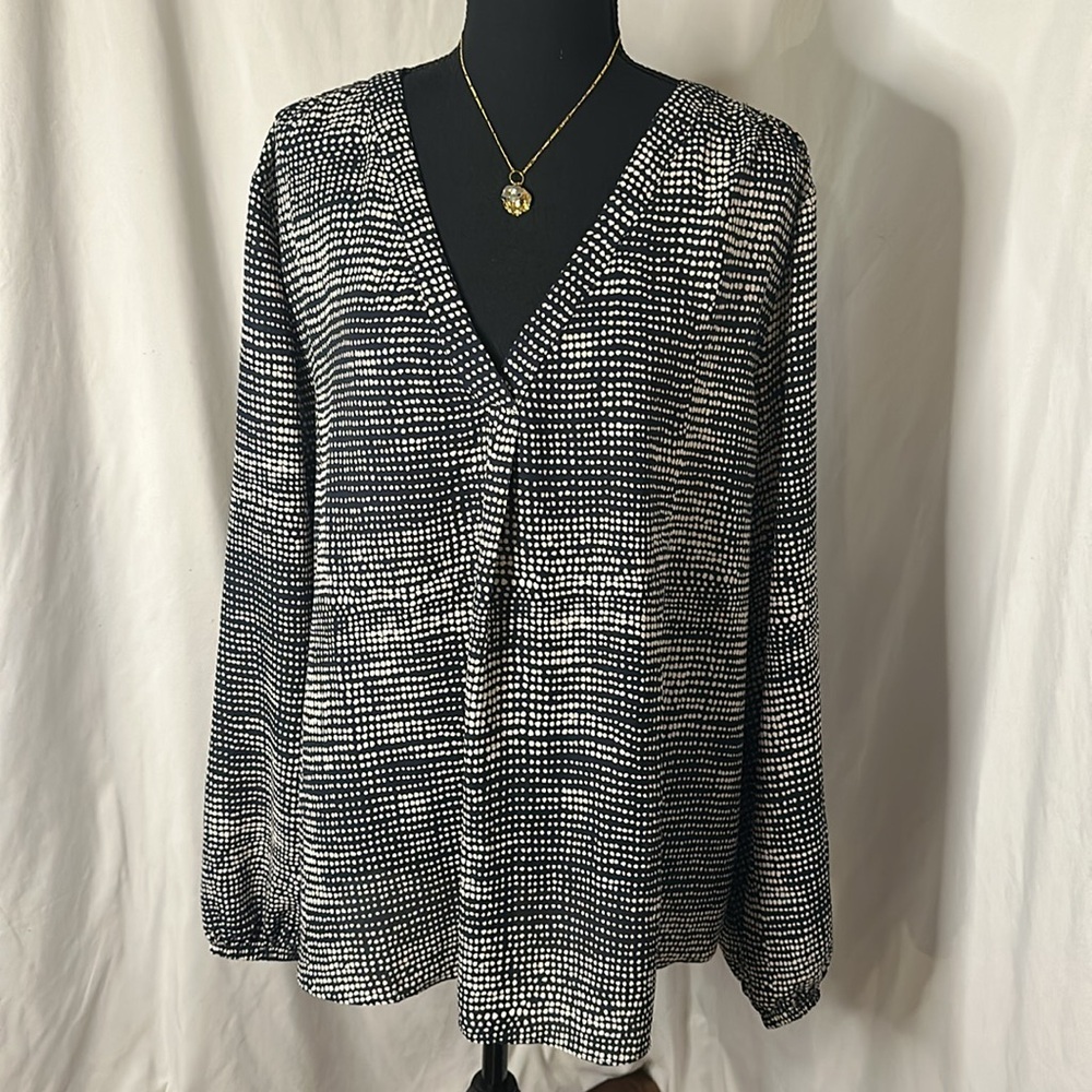 NWT NINE BRITTON long sleeve dot printed blouse - black/cream/ivory‎